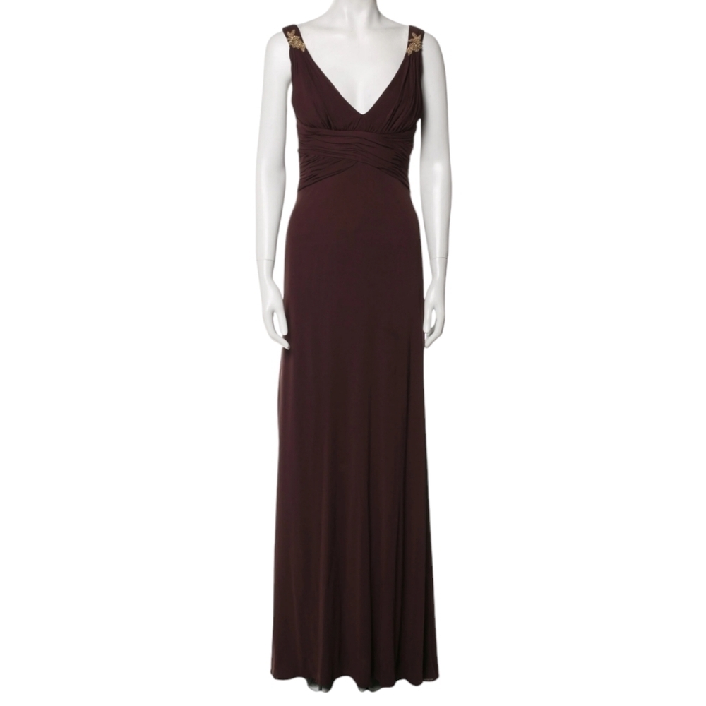 Badgley Mischka Dark Plum Evening Gown, Formal Dress Size 12, Mother Of Bride